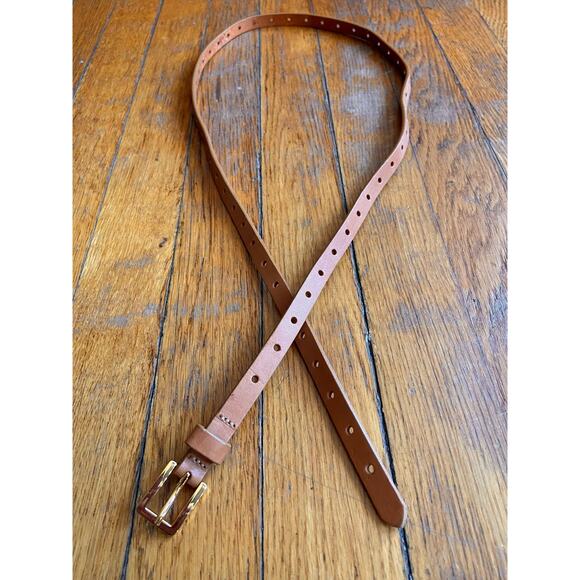 JCREW Skinny Tan Perforated Leather Belt sz M/L - Picture 4 of 10